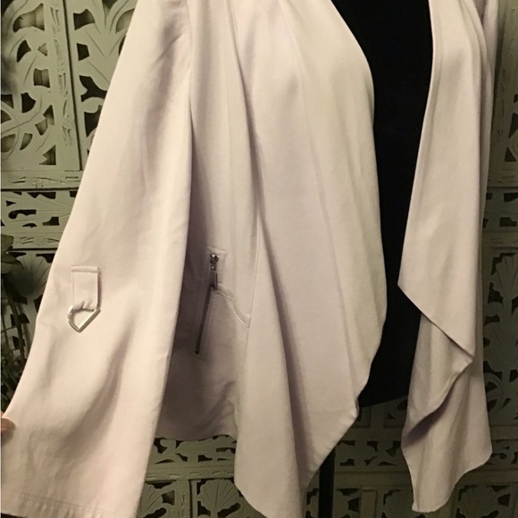 CHICOS PRETTY PALE LAVENDER PURPLE SUPER SOFT OPEN FRONT LONG SLEEVE JACKET - Picture 4 of 10